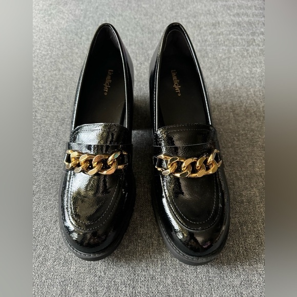 LIMELIGHT WOMEN’S KENDALL Platform LOAFER Black Patent with Gold Chain Size 10 - Picture 11 of 11